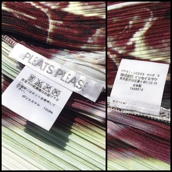 PLEATS PLEASE Issey Miyake Abstract 3/4 Cardigan Shirt Top Purple White Size 3 L - Picture 14 of 15